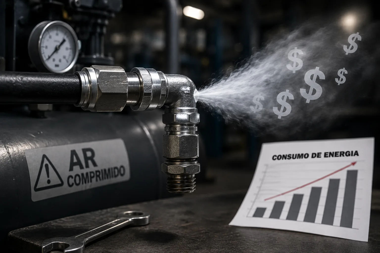 Vazamento de Ar Comprimido: O Vilão Invisível da Conta de Energia da Sua Empresa